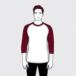 white baseball tee with maroon sleeves image